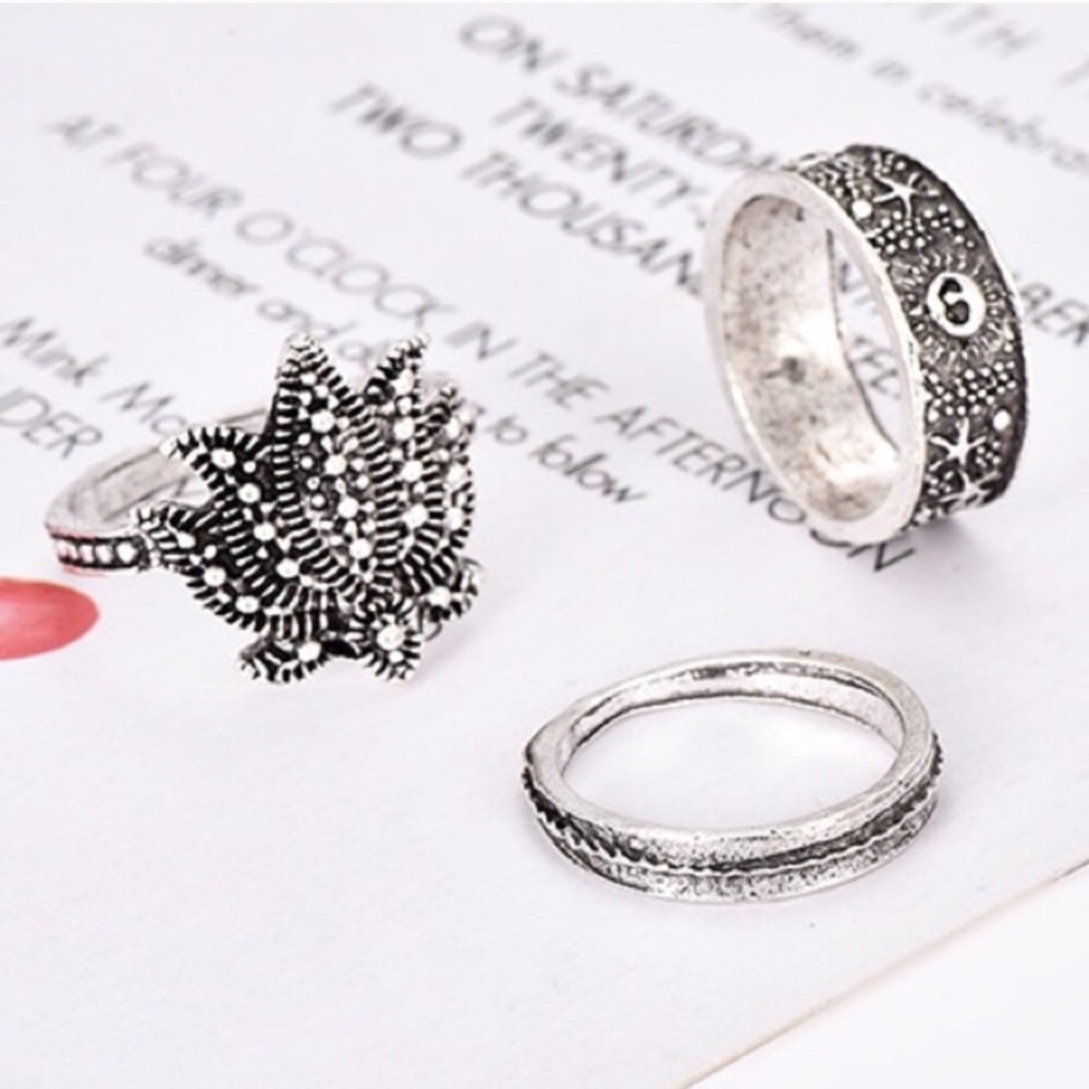 Silver Gemstone Ring Set - Picture 2 of 5